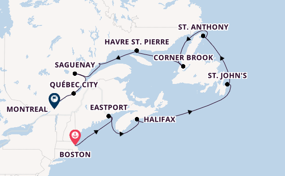 East Coast USA from Boston, Massachusetts, USA with the Volendam