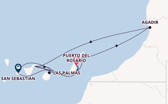 Canarische Eilanden vanaf Puerto del Rosario, Fuerteventura, Spanje met AIDAblu