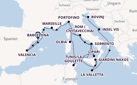 Westliches Mittelmeer ab Fusina (Venedig) auf der Seabourn Ovation