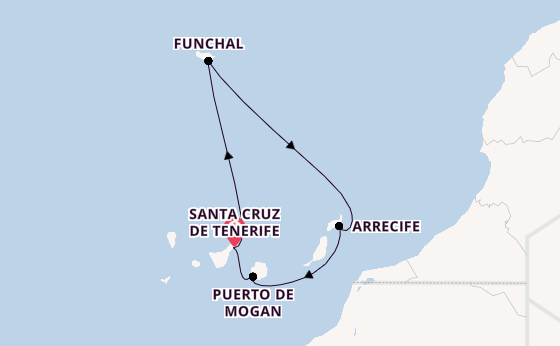 Canary Islands from Santa Cruz de Tenerife, Spain with the Azura