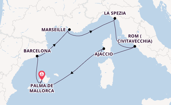 Westliches Mittelmeer ab Palma de Mallorca, Spanien auf der Mein Schiff Flow