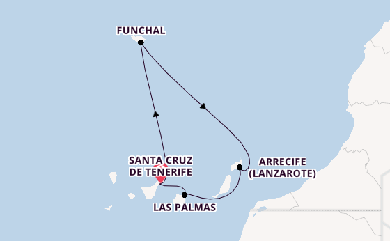 Kanarische Inseln ab Santa Cruz de Tenerife, Spanien auf der Azura
