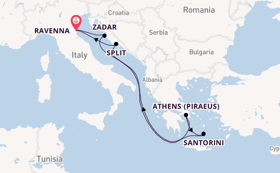 Mediterranean Sea from Ravenna, Italy with the Brilliance of the Seas