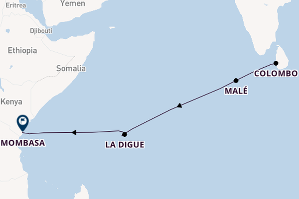 Indische Oceaan vanaf Colombo, Sri Lanka met de Artania