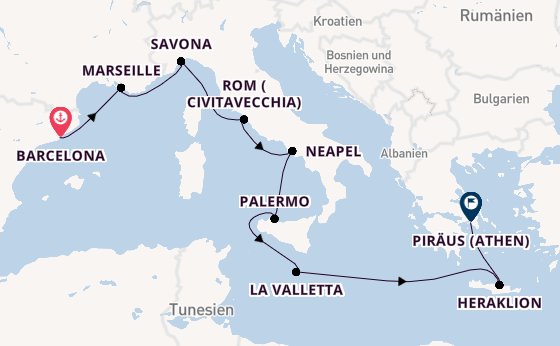 Westliches Mittelmeer ab Deutschland auf der Costa Pacifica