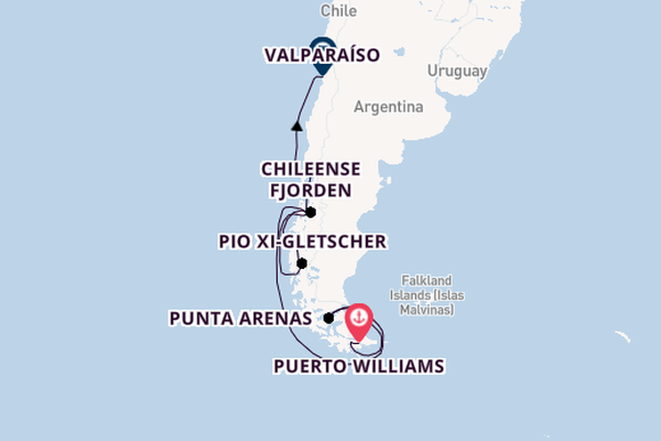 Patagonië vanaf Puerto Williams, Chili met de Silver Cloud