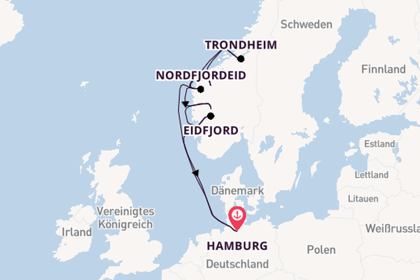 Norwegen ab Hamburg, Deutschland auf AIDAprima