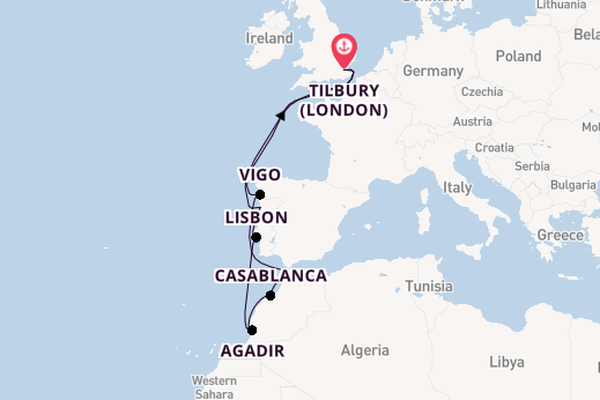 16 day cruise with the Ambience to Tilbury (London)