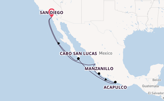 Mexicaanse Riviera vanaf San Diego, Verenigde Staten met de Koningsdam