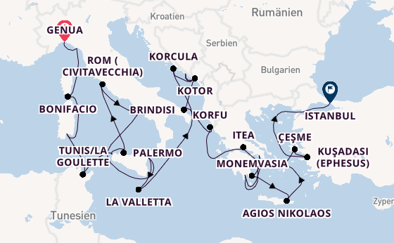 Mittelmeer ab Genua, Italien auf der Seabourn Ovation