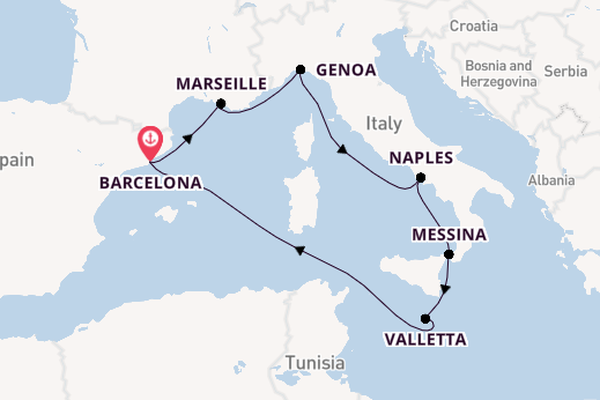 Western Mediterranean from Barcelona with the MSC World Europa