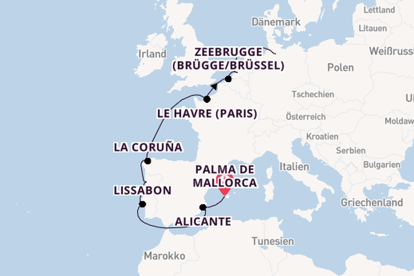 Westliches Mittelmeer ab Palma de Mallorca, Spanien auf AIDAperla
