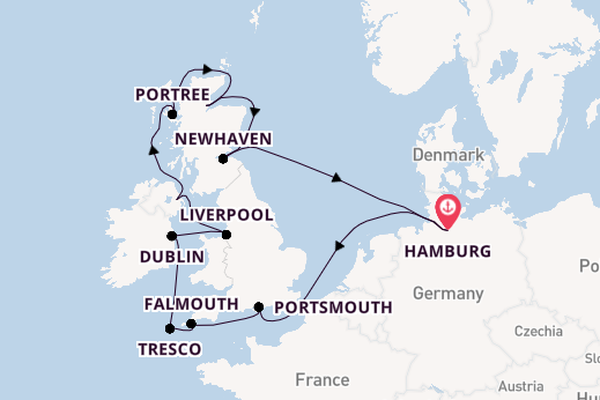 Britse Eilanden vanaf Hamburg, Duitsland met de MS EUROPA 2
