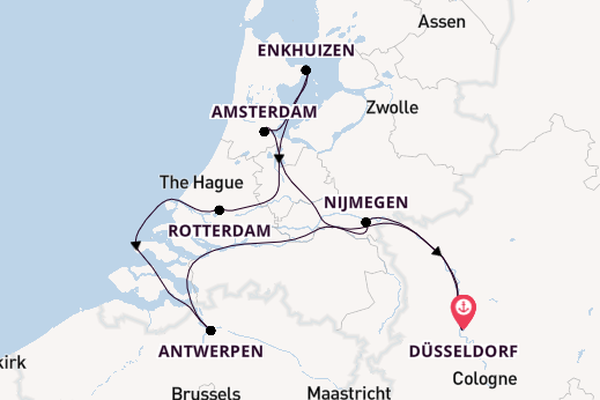 Rhein ab Düsseldorf, Deutschland auf der MS VIVA ONE