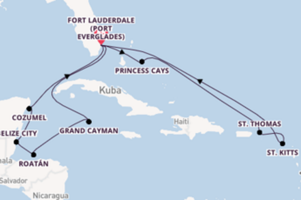 Einzigartige Reise über Fort Lauderdale (Port Everglades) in 15 Tagen