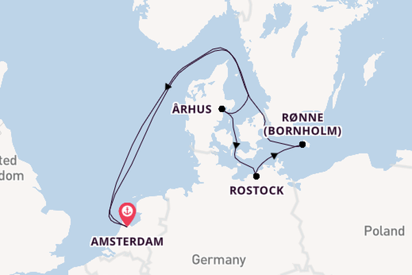 Europa vanaf Amsterdam, Nederland met de Zuiderdam