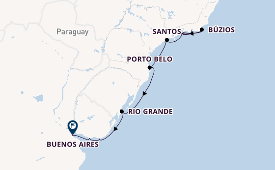 South America from Rio de Janeiro, Brazil with the Aurelia