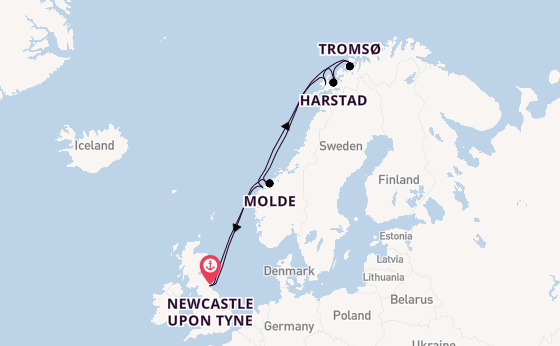 Norway from Newcastle upon Tyne, England with the Bolette