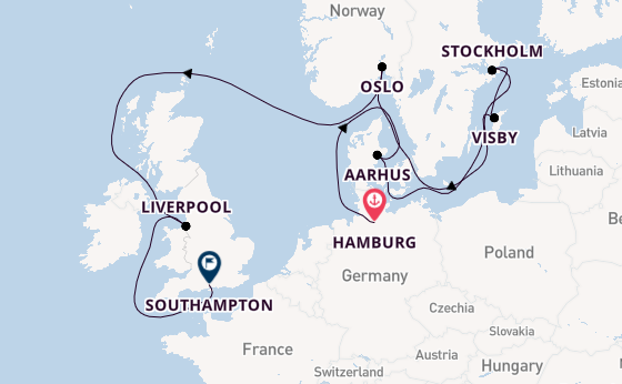 British Isles from Hamburg, Germany with the Queen Anne