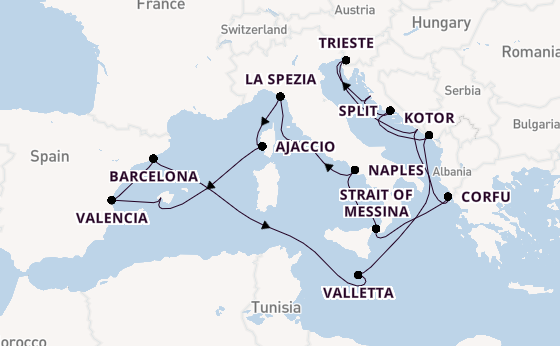 Mediterranean from Rome (Civitavecchia), Italy with the Queen Elizabeth