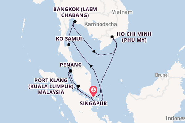 Südostasien ab Singapur, Singapur auf der Mein Schiff 6