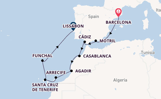 Canarische Eilanden vanaf Barcelona, Spanje met de Norwegian Star