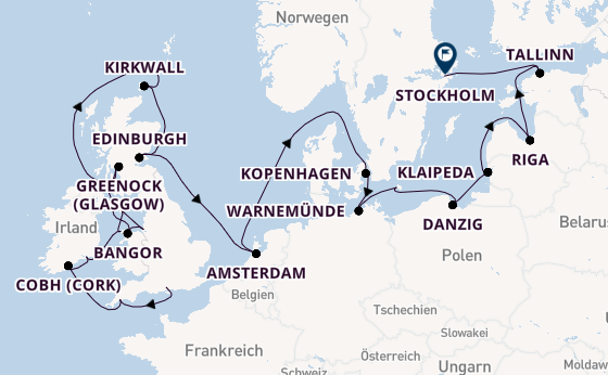 Britische Inseln ab Southampton, Großbritannien auf der Seven Seas Voyager