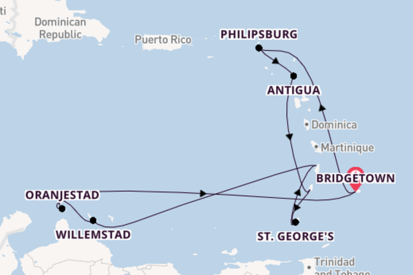 Southern Caribbean from Bridgetown, Barbados with the Britannia 