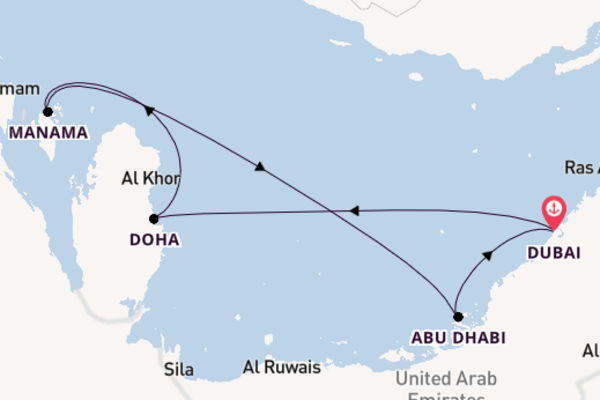 Persian Gulf from Dubai, United Arab Emirates with the MSC Euribia