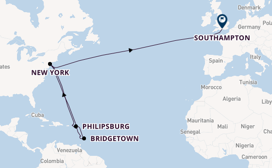 Transatlantic from New York, USA with the Queen Mary 2