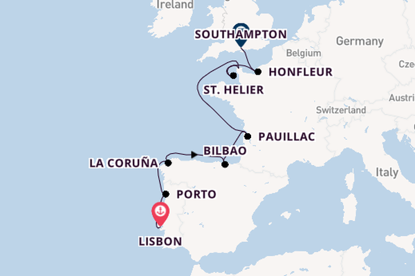 United Kingdom from Lisbon, Portugal with the Seven Seas Prestige