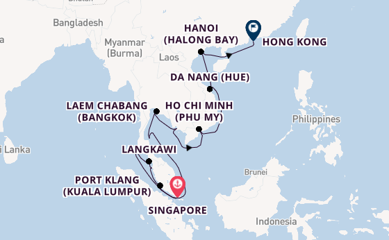 South East Asia from Singapore, Singapore with the Noordam