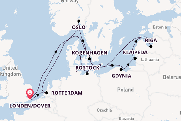 Engeland vanaf Londen/Dover, Groot-Brittannië met de Nieuw Statendam