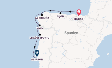 Portugal ab Bilbao, Spanien auf der SEA CLOUD SPIRIT