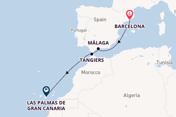 Western Mediterranean from Barcelona, Spain with the Costa Smeralda