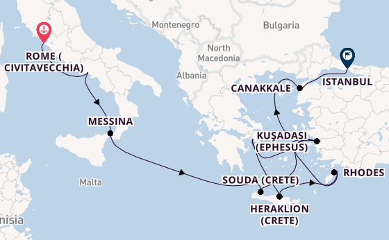 Mediterranean Sea from Rome (Civitavecchia), Italy with the Viking Star