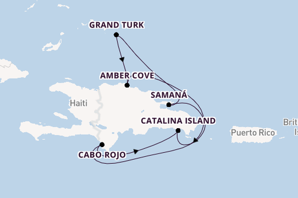 Caribbean vanaf La Romana, Dominicaanse Republiek met de Costa Pacifica