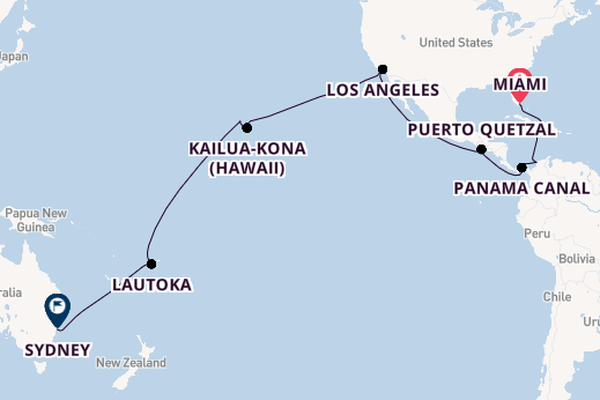 Transpacific from Miami, Florida, USA with the Queen Anne