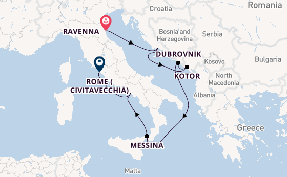 Mediterranean Sea from Ravenna, Italy with the Brilliance of the Seas