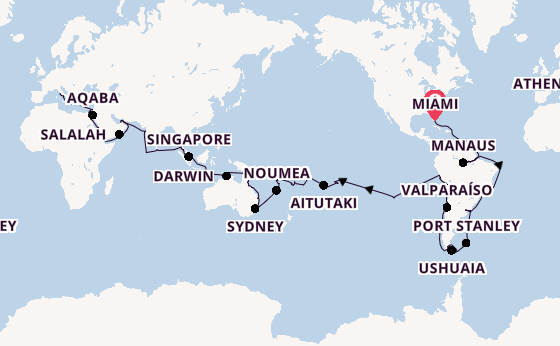 Wereldreizen vanaf Miami, Verenigde Staten met de Seven Seas Mariner
