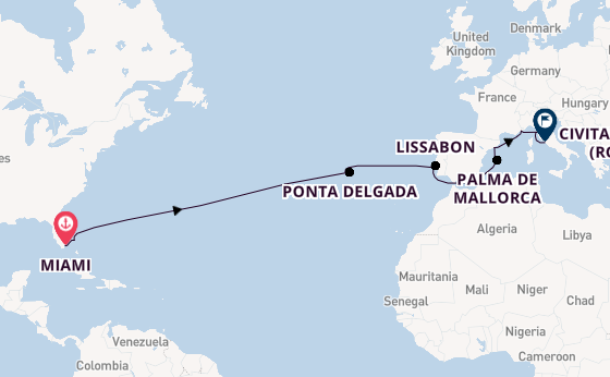 trans-Atlantisch vanaf Miami, Verenigde Staten met de Norwegian Sun