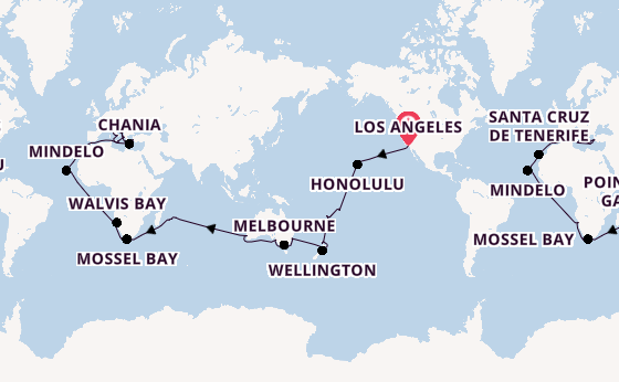Wereldreizen vanaf Los Angeles, Verenigde Staten met de Coral Princess
