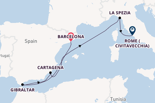 Western Mediterranean from Barcelona, Spain with the Sun Princess