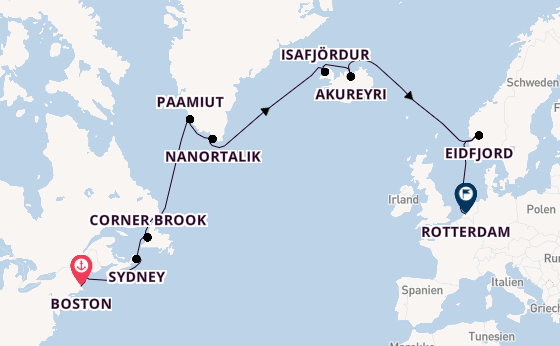 Transatlantik ab Boston, USA auf der Volendam