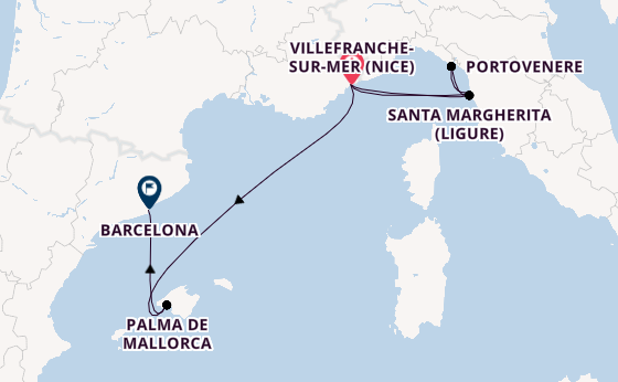 Grand Prix Med Cruise: Nice, Portofino, Florence & Barcelona with Stay