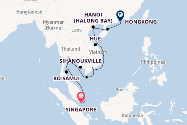 Zuidoost-Azië vanaf Singapore, Singapore met de Regatta