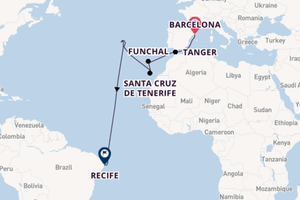 Cruise in 14 dagen naar Recife met Costa Cruises