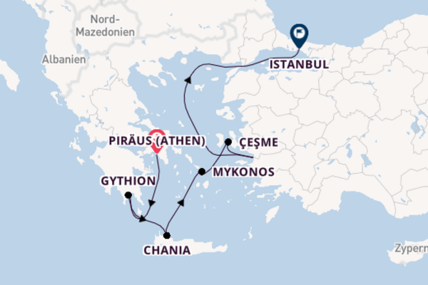 Östliches Mittelmeer ab Piräus (Athen), Griechenland auf der Seabourn Quest