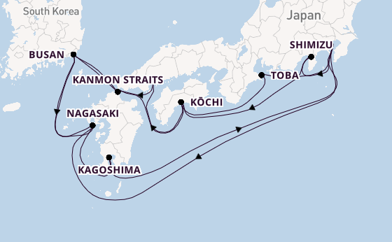 Japan vanaf Tokio, Japan met de Diamond Princess