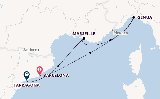 Westelijke Middellandse Zee vanaf Barcelona, Spanje met de MSC Magnifica